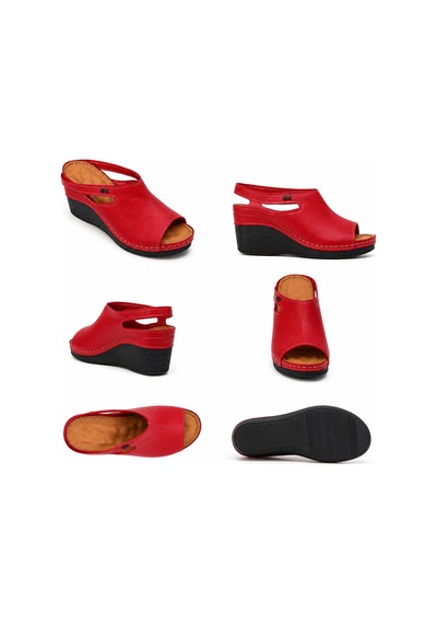 N Napa Shoe Np.1001.kırmızı.deri Terlik