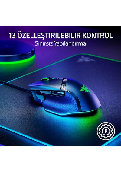 Razer Basilisk V3 35k - Tamamen Özelleştirilebilir Ergonomik Kabl