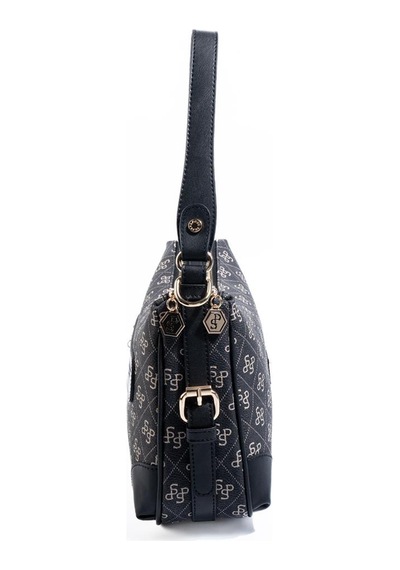 Silver Polo Sp1269 Kadın Omuz Çantası Monogram Füme-siyah