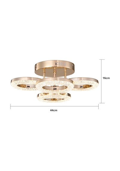 Oylum 4'lü Gold 24 Watt Kristalli Koridor Salon Led Plafonyer Avize Gold