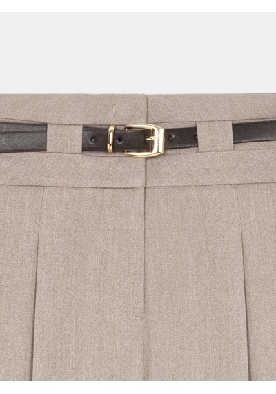 Dilvin 72803 Kemerli Pileli Pantolon-bej