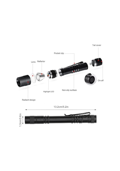 Valkyrie 395nm Ultraviyole Uv Kalem El Feneri - Alüminyum Darbeye Suya Dayanıklı Cep Feneri Klipsli Kalem Fener Blacklight Siyah