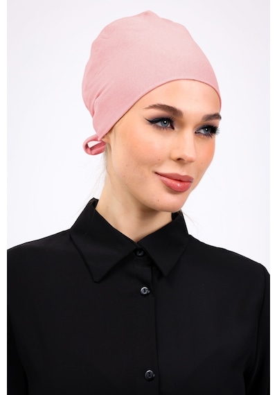 Loggia Düz Dikişsiz Penye Bone Pudra - Kadın Tesettür Bağlamalı İç Bone Pembe Pudra Loggia Düz Dikişsiz Penye Bone Pudra - Kadın Tesettür Bağlamalı İç Bone Pembe Pudra