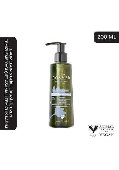 Cosmed Bromelain & Glikolik Asit İçeren Temizleme Yağı - Pineapple Enzyme Cleansing Oil - 200 ml