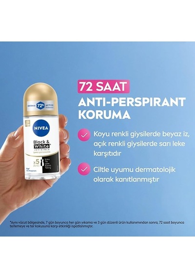 Nıvea Black & White Invisible İpeksi Pürüzsüzlük Roll-on 50 Ml