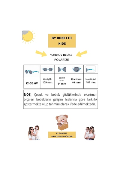Yeni-unisex 12-36 Ay Polarize Ve Uv Korumalı Mavi Çocuk Güneş Gözlüğü Mavi