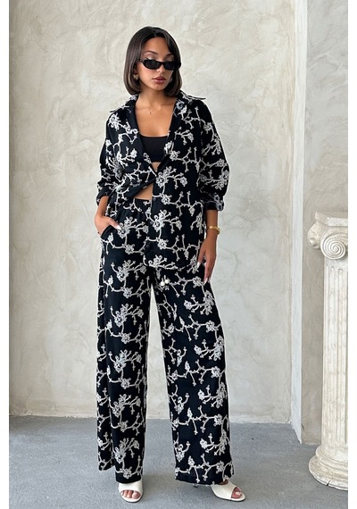 Verymoda Süzüne Nakışlı Pantolon F1927 Siyah