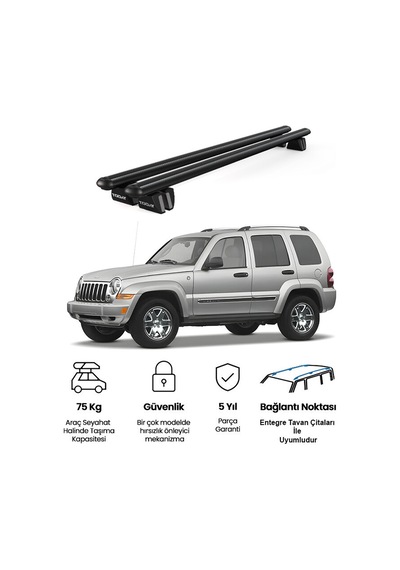 Pençe Jeep Cherokee Renagede 2005-2013 Uyumlu Siyah Ara Atkı Port Bagaj Tavan Barı