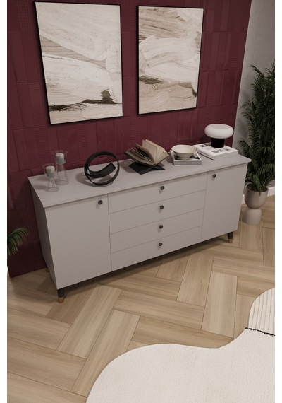 Asra Trend Lüks Konsol Tv Ünitesi %100 Mdf Salon Ve Yemek Odası Ünitesi Knsl04 Kül Gri