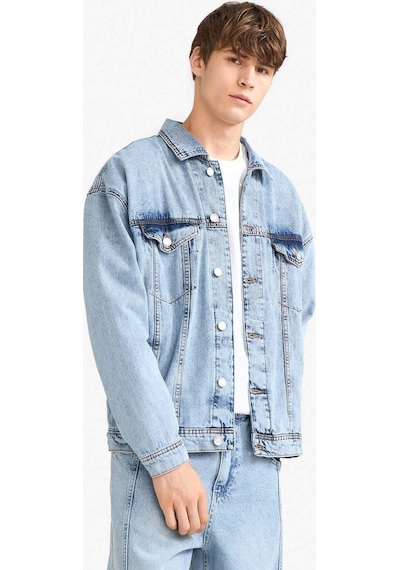 Defacto Oversize Geniş Kalıp Düğmeli Denim Ceket F4737ax25aunm39 Mavi