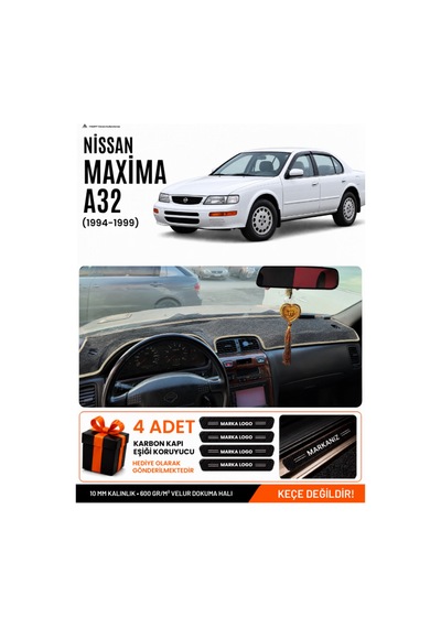 Nissan Maxima A32 1994-1999 Uyumlu Torpido Örtüsü, Torpido Kılıfı - Siyah Bej