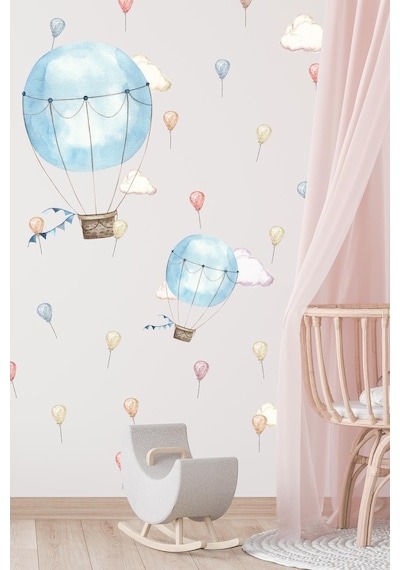 MSticker Soft Renklerde Uçan Balonlar Seti Çocuk Bebek Odası Sticker Seti
