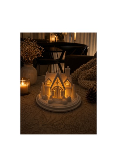 Dekoratif Tealight Kış Evi Aydınlatma Dahil Beyaz