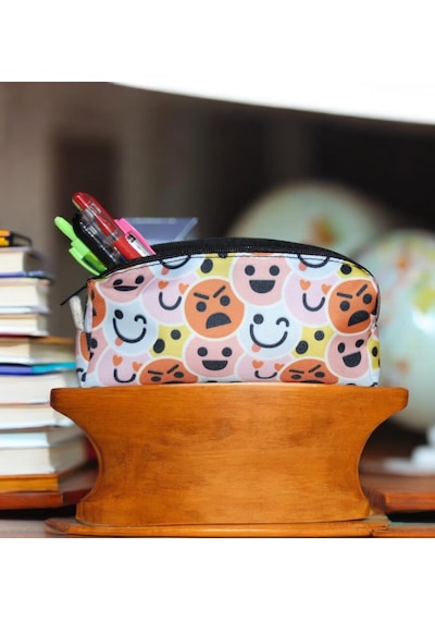 Emoji Desenli Tatlı Kalemlik - Okul Kalemliği-makyaj Çantası