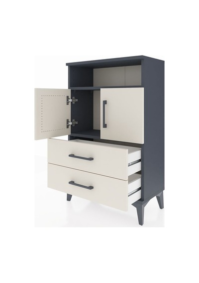 Arges Komodin 2 Raflı 2 Çekmeceli 2 Kapaklı 60x30x96 Antrasit-aytaşı Antrasit
