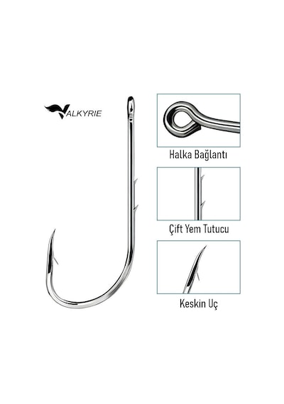Valkyrie 1000 Adet Olta İğnesi Seti 1 -10 Yüksek Karbon Çelik, Halkalı Göz, Keskin Uç Profesyonel Balıkçı İğnesi