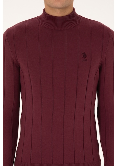 U.S. Polo Assn. Erkek Slim Fit Boğazlı Yaka Bordo Kazak 50315019-VR177