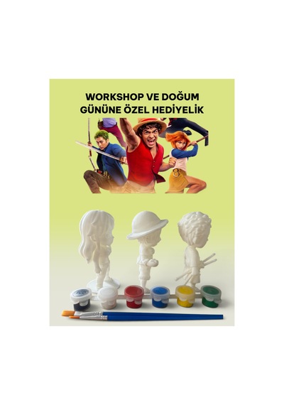 3d One Piece Figür Boyama Seti - Kendin Boya Hobi Ve Etkinlik Seti - Akrilik Boya + 6 Fırça