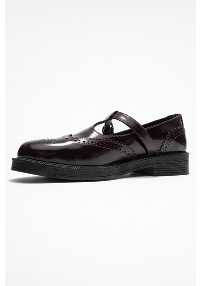 Luvishoes Luvi Shoes Janney Bordo Rugan Hakiki Deri Bantlı Kadın Loafer Ayakkabı Bordo Rugan