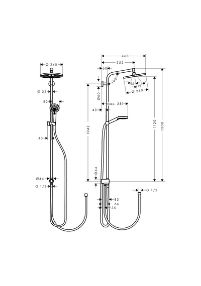 Hansgrohe Crometta S Duş Kolonu 240 1jet Krom Ecosmart Krom