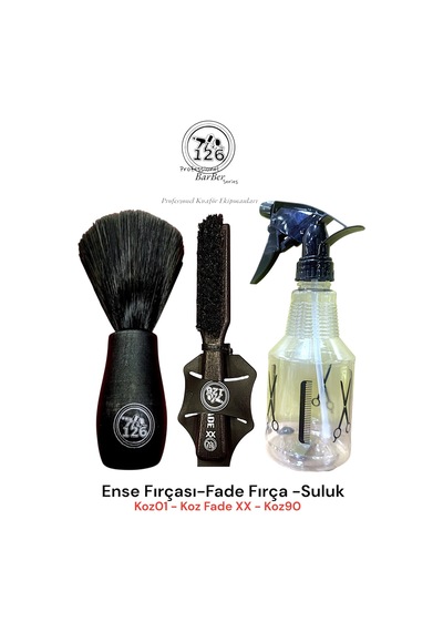 126 Koz01 Ense Fırçası , Koz Xx Fade Fırça , Koz90 Suluk / 3 Lü Set