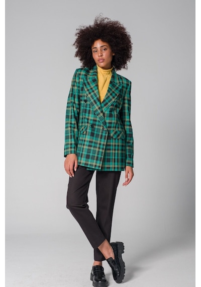 Çok Renkli Ekose Kruvaze Blazer Ceket 001