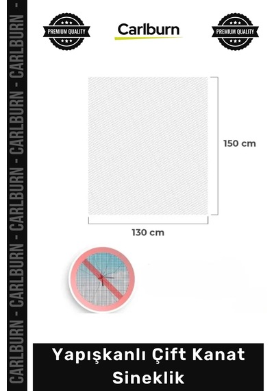 Çiftkanat 130x150 Cm Pratik Kolay Montaj Pencere Kapı Tül Koruyucu Yapışkanlı Çift Kanat Sineklik