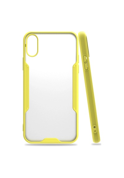 Newface Apple, Uyumlu iPhone X Kılıf Platin Silikon Glblseme - 75 - Sarı