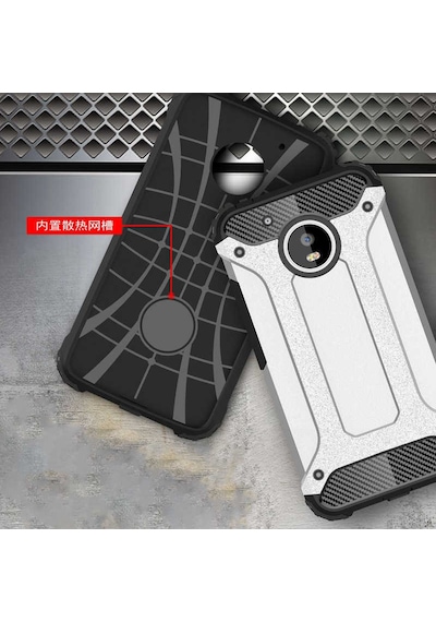 Kilifone - Lenovo Moto G5s Plus Uyumlu - Kılıf Çift Katman Koruyucu Crash Military Tank Kılıf - Mavi Mavi