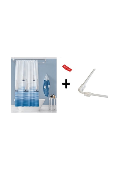 Banyo Perdesi 9889 1x180x200, Perde Borusu Askı Aparatı Köşe Boru Beyaz Hediyeli, Duş Perdesi Seti Çok Renkli