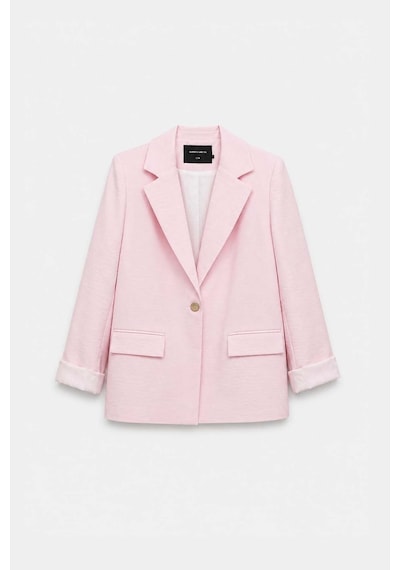 Barrels And Oıl Kadın Kolları Çizgili Düğmeli Blazer Ceket - Pembe Pembe