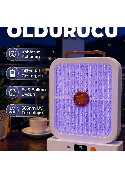 Taşınabilir Şarjlı 365 Nm Uv Sivrisinek Öldürücü Beyaz