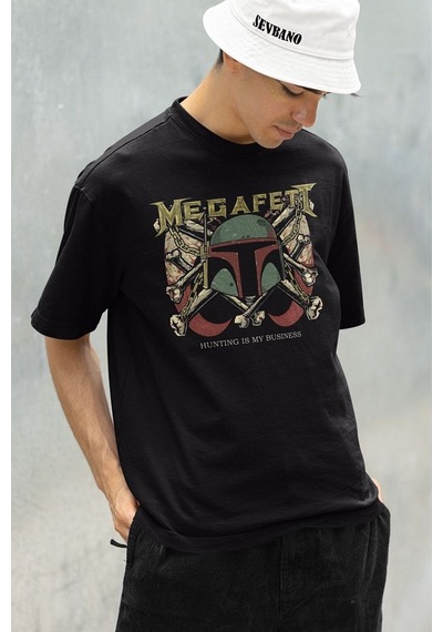 Megadeth Hunting Is My Business Baskılı Unisex Oversize Tişört Siyah