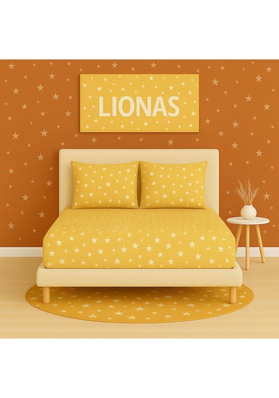 Lionas Desenli 140 X 200 Cm Sütlü Yıldız Lastikli Çarşaf Ve 2 Adet Yastık Kılıfı Kahve