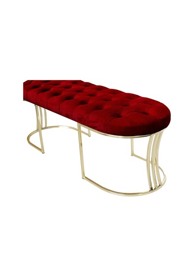 VİEGO GOLD BORDO-Kapitoneli Model Puf&Bench&Koltuk-Oturak-Uzun Makyaj Puff-Yatak Odası Ucu&Önü