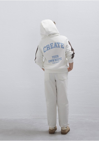 Mavi - Baskılı Kapüşonlu Ekru Sweatshirt 6s10165-70057 Ekru