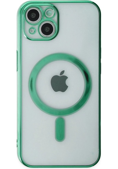 Newface Apple iPhone Uyumlu 14 Plus Kılıf Magneticsafe Lazer Silikon - Semeglbl - 92 Haki Yeşil