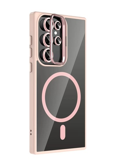 Galaxy S25 Ultra Remim Lensli Magsafe Standlı Kapak - Pembe
