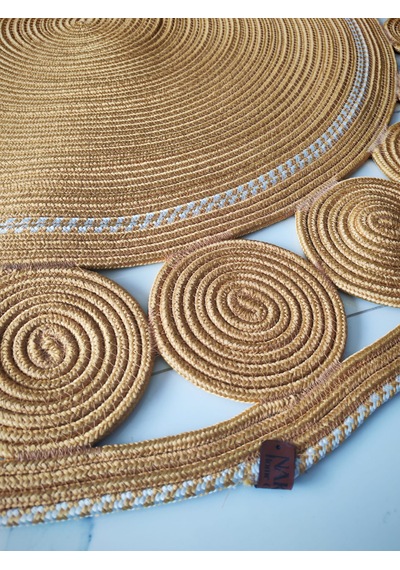 Nakkaş Home 120x120 Jüt Yuvarlak Gold Kilim