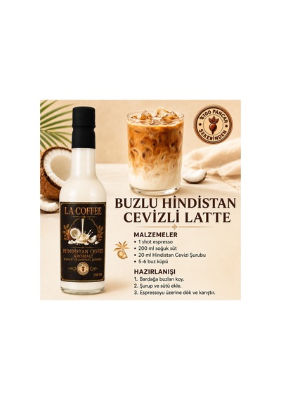 La Coffee Hindistan Cevizi Aromalı Kahve Ve Kokteyl Şurubu 750 Ml - %100 Pancar Şekerli