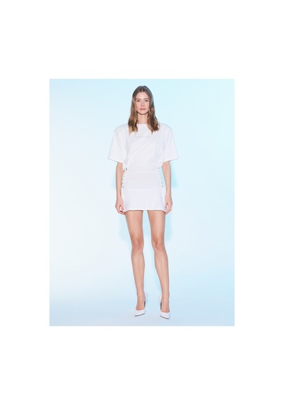 Sagaza Studio Ss6008 Mini Tshirt Elbise Ekru
