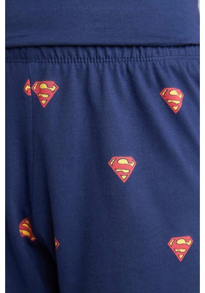 Defacto Superman Lisanslı Regular Fıt Elastik Bel Şortlu 2li Lacivert Pijama Takımı Erkek Çocuk H8145a826hsnv42 Lacivert-nv42