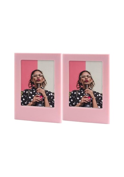 Instax Mini Film Uyumlu Pembe 2'li Mıknatıslı Fotoğraf Çerçeve Seti