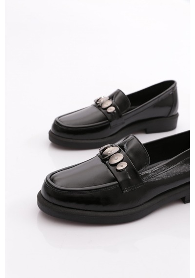 Dgn 147 Kadin Loafer Ayakkabi Siyah Rugan