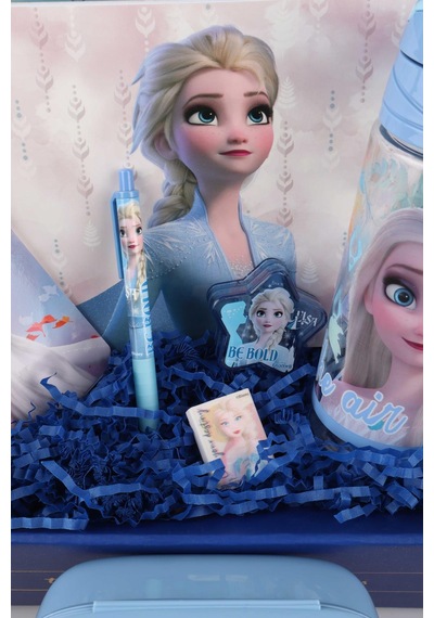Dekomus Lisanslı Gıft Box Özel Kutulu "elsa'nın Mavi Okul Yolculuğu" Kırtasiye Ve Yemek Seti