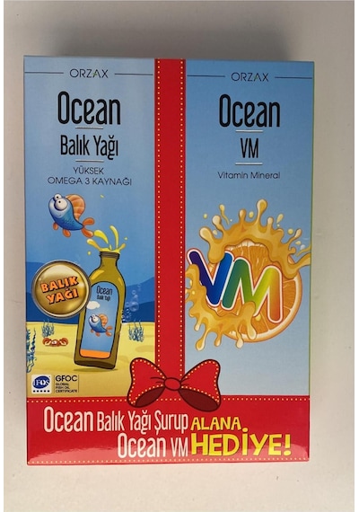 Ocean Balık Yağı Şurup Portakal Aromalı 150 Ml+ Ocean Vm Şurup 150 Ml