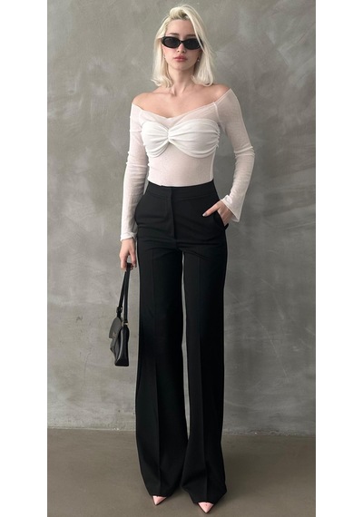 Madmext Siyah Yüksek Bel Kumaş Pantolon Mg2284