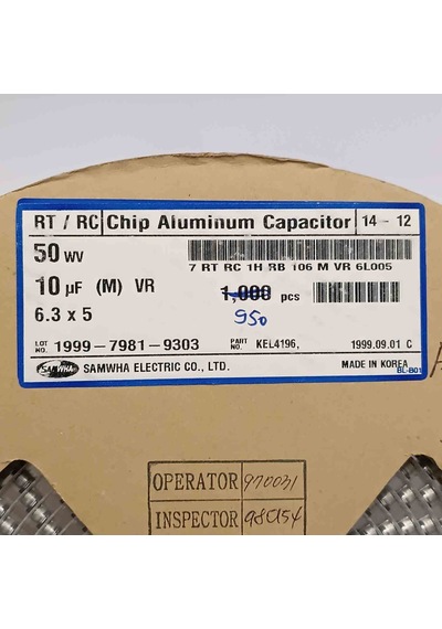 7rtrc1hrb106mvr6l005 10mf 50v 6.3x5 Smd Kondansatör 143 Adet