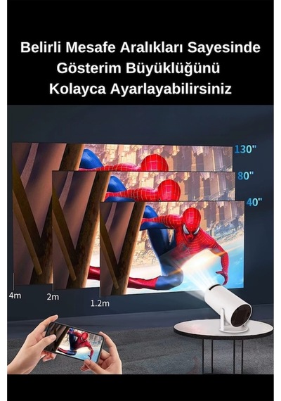 Wearfitpro Hy300 720p Android Wireless Bluetooth Destekli Dönebilen Projeksiyon Cihazı Beyaz