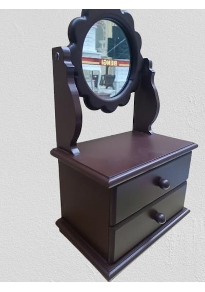 Hobi Erdl Model 90526 Papatya 2 Çekmeceli Aynalı Makyaj Kutusu El Yapımı